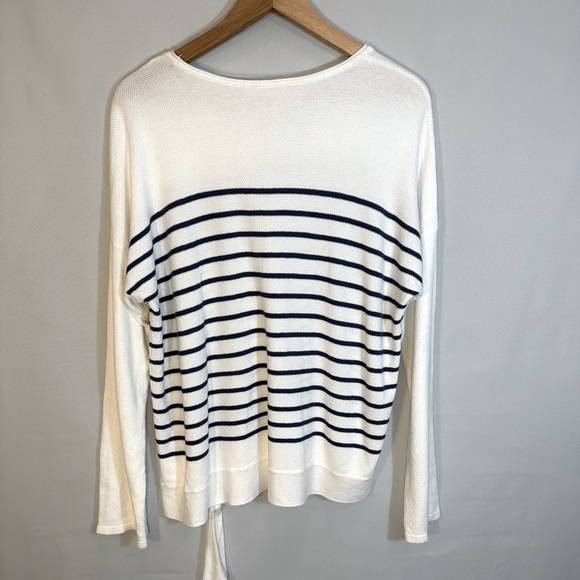 St John’s Bay Long Sleeve Cotton Blend Striped Corner Tie Top Blouse Sweater 1X - Picture 2 of 8